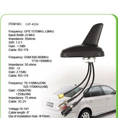 China Black AM FM Car GPS Antenna With 0.3M Sticker , SMA Male Connector supplier